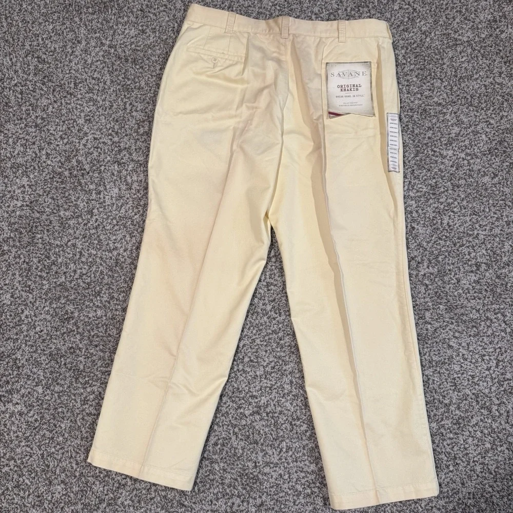 Savane Mens Pants 40x30 Original Khakis Pale Yellow New With Tags